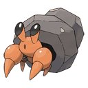 An image of the Pokemon Dwebble #557 in the Pokedex