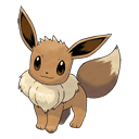 An image of the Pokemon Eevee #133 in the Pokedex