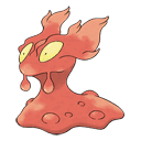 An image of the Pokemon Slugma #218 in the Pokedex